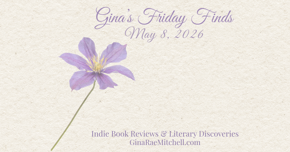 Friday Finds May 8, 2026 blog banner with soft purple flower on parchment background featuring cozy curated book finds and lifestyle inspiration.