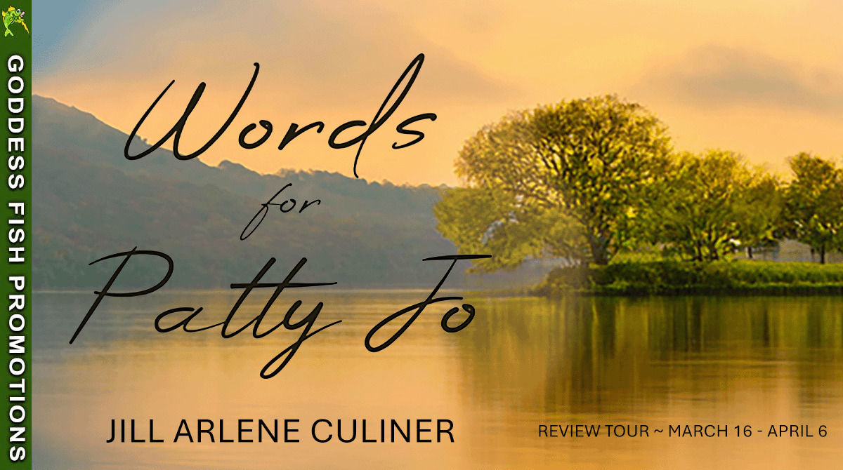 Tour banner for the Goddess Fish promotion of Words for Patty Jo by Jill Arlene Culiner, showing tour dates and tour branding.