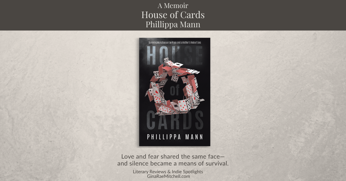 Wide blog banner for the spotlight of House of Cards by Phillippa Mann, featuring the book cover centered on a neutral background with tour branding.
