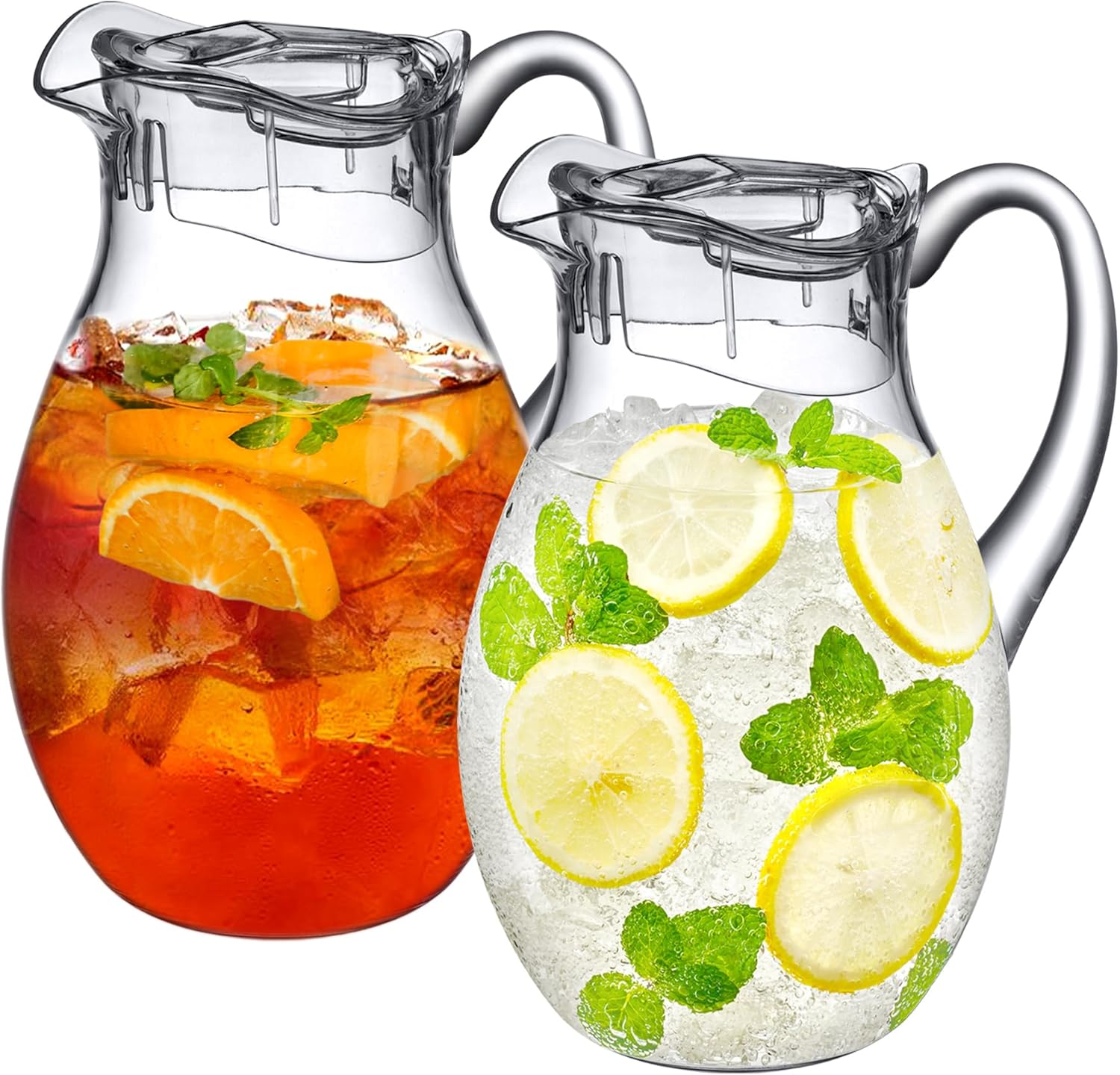 Set of two pitchers with lids suitable for outdoor use