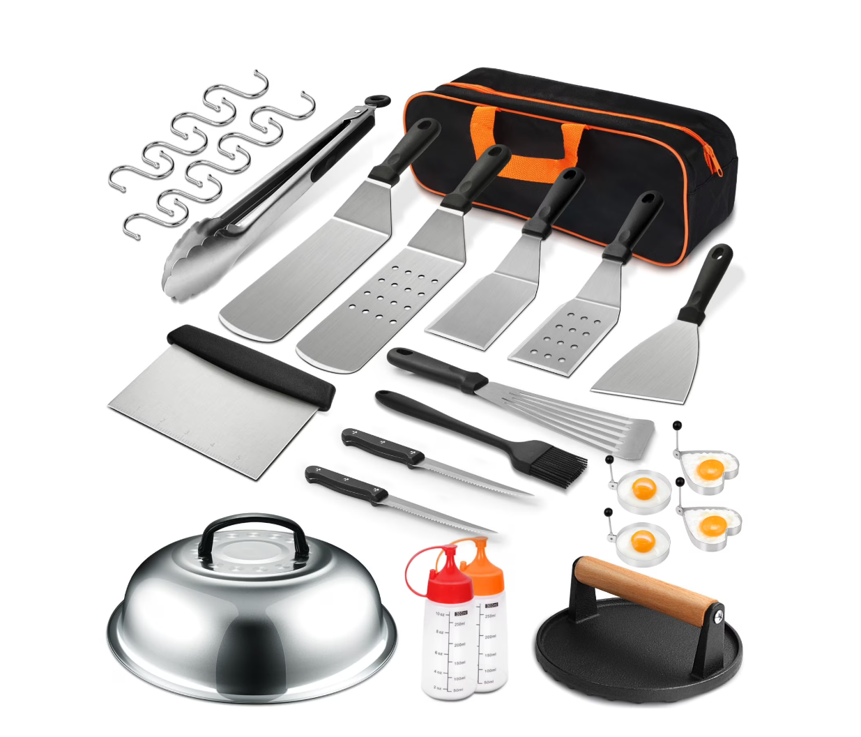 accessory kit for outdoor griddle with 30 pieces including a storage bag