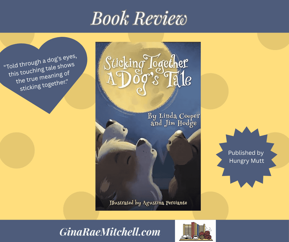 "Illustration of three cartoon-style dogs—two white and one brown—howling together at a large, glowing yellow moon." Ginaraemitchell.com blog graphic