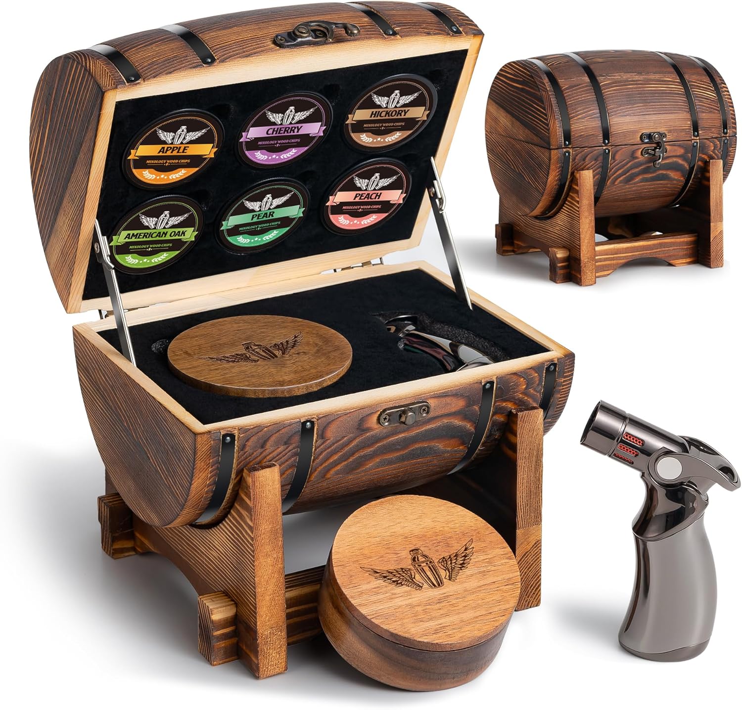 Friday Finds – May 29, 2026 | Cozy Weekend Reads & Thoughtful Father's Day Finds 2 Luxury whiskey smoker kit with wooden barrel presentation box, smoking torch, and flavored wood chips for crafting smoked cocktails at home.
