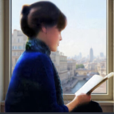 A Duchess with a Secret by Alix Nichols Book Review | Enemies-to-Lovers Romance 3 Author image of Alix Nichols reading in front of a window (side-view)
