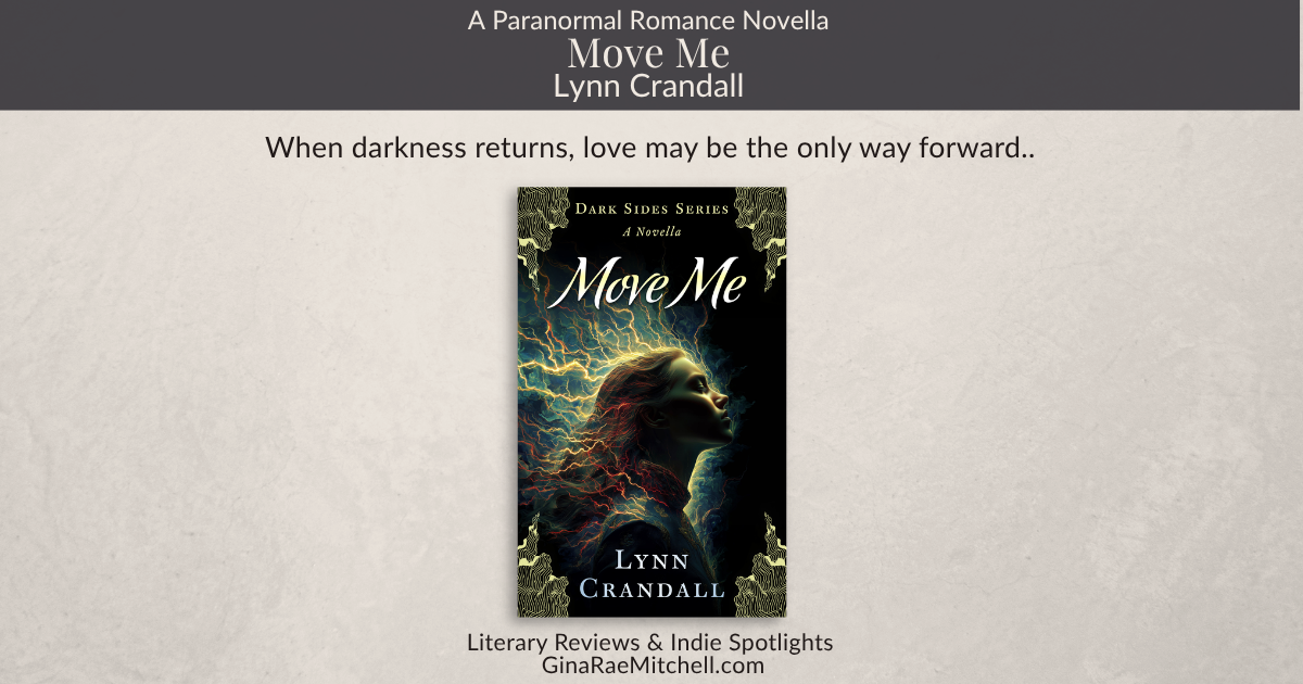 Wide blog banner for the featured spotlight of Move Me, a paranormal romance novella by Lynn Crandall featuring the book cover centered on a neutral background with ginaraemitchell.com branding.