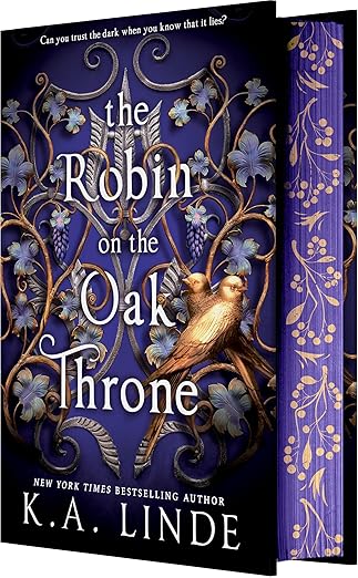The Robin on the Oak Throne 3-d BOOKCOVER by author K.A. Linde custom edition - sprayed edges in purple and gold