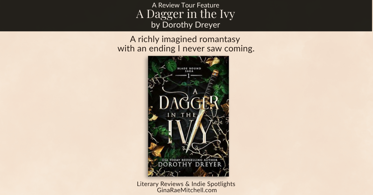 Banner graphic for A Dagger in the Ivy by Dorothy Dreyer featuring the book cover and review branding