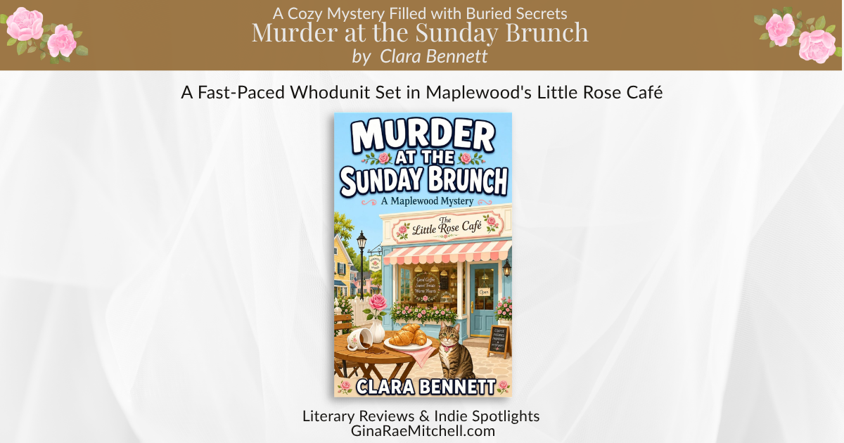 Review of Murder at the Sunday Brunch by Clara Bennett, a clean cozy mystery set around The Little Rose Café. Features buried secrets, red herrings, memorable characters, and a strong mystery-driven plot.