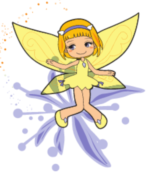 Logo for LDL and Ellwyn Autumn featuring a yellow fairy hovering over a purple flower.