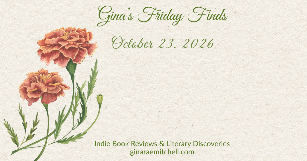 Gina's Friday Finds for October 23, 2026, with burnt orange marigolds on a softly textured cream background.