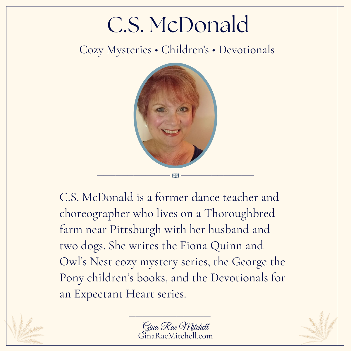 Murder by the Stroke (A Fiona Quinn Mystery) by C.S. McDonald 4 Author C.S. McDonald with a brief biography and her writing genres