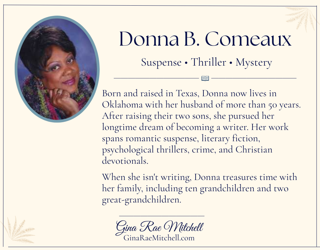 Donna B. Comeaux author card with portrait and biography