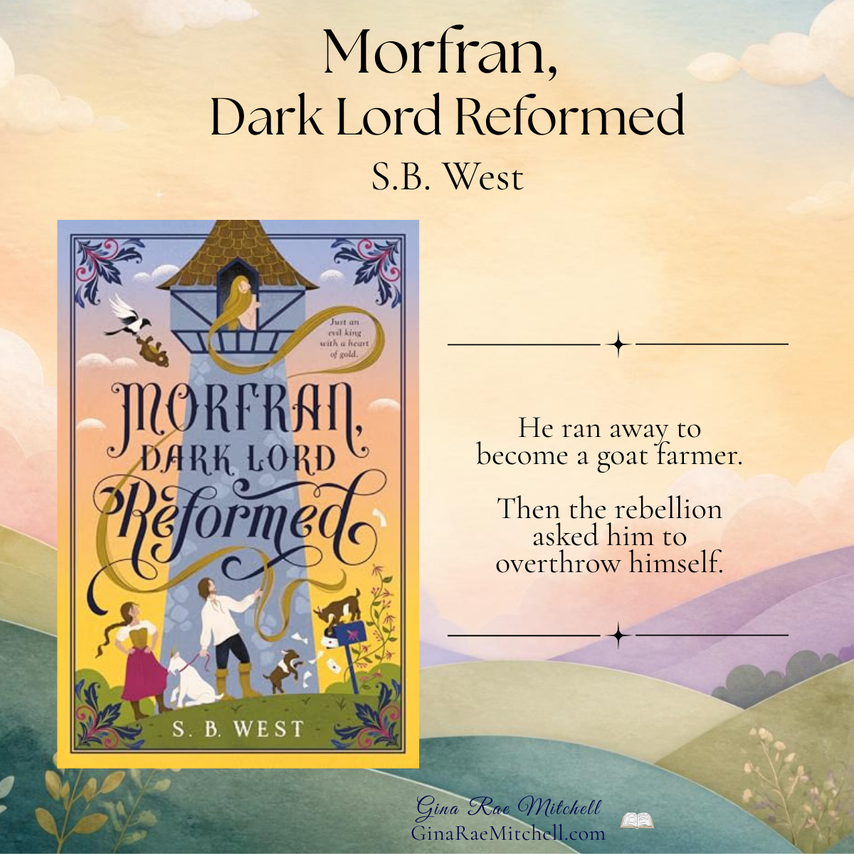 Morfran, Dark Lord Reformed book-review graphic featuring the cover by S.B. West