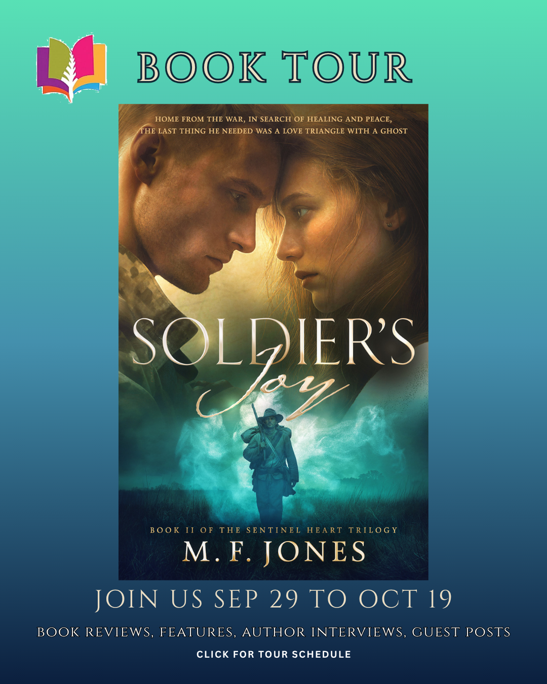 Soldier's Joy by M.F. Jones virtual book tour with iRead Book Tours, September 29 through October 19, 2026.