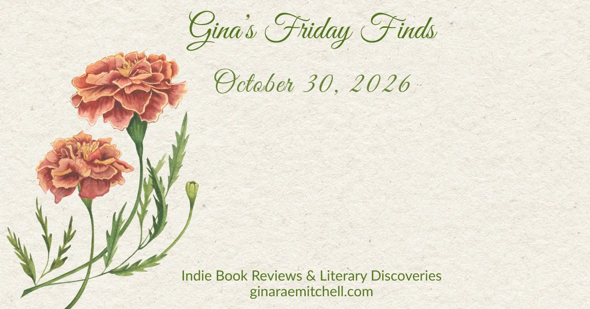 Friday Finds October 30 banner in burnt orange and marigold Halloween colors