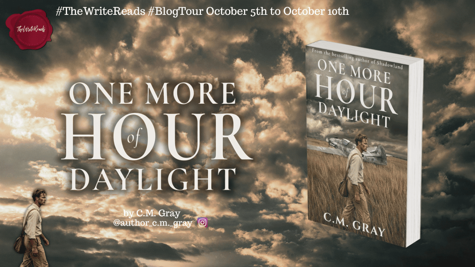 The Write Reads tour banner for One More Hour of Daylight by C.M. Gray.