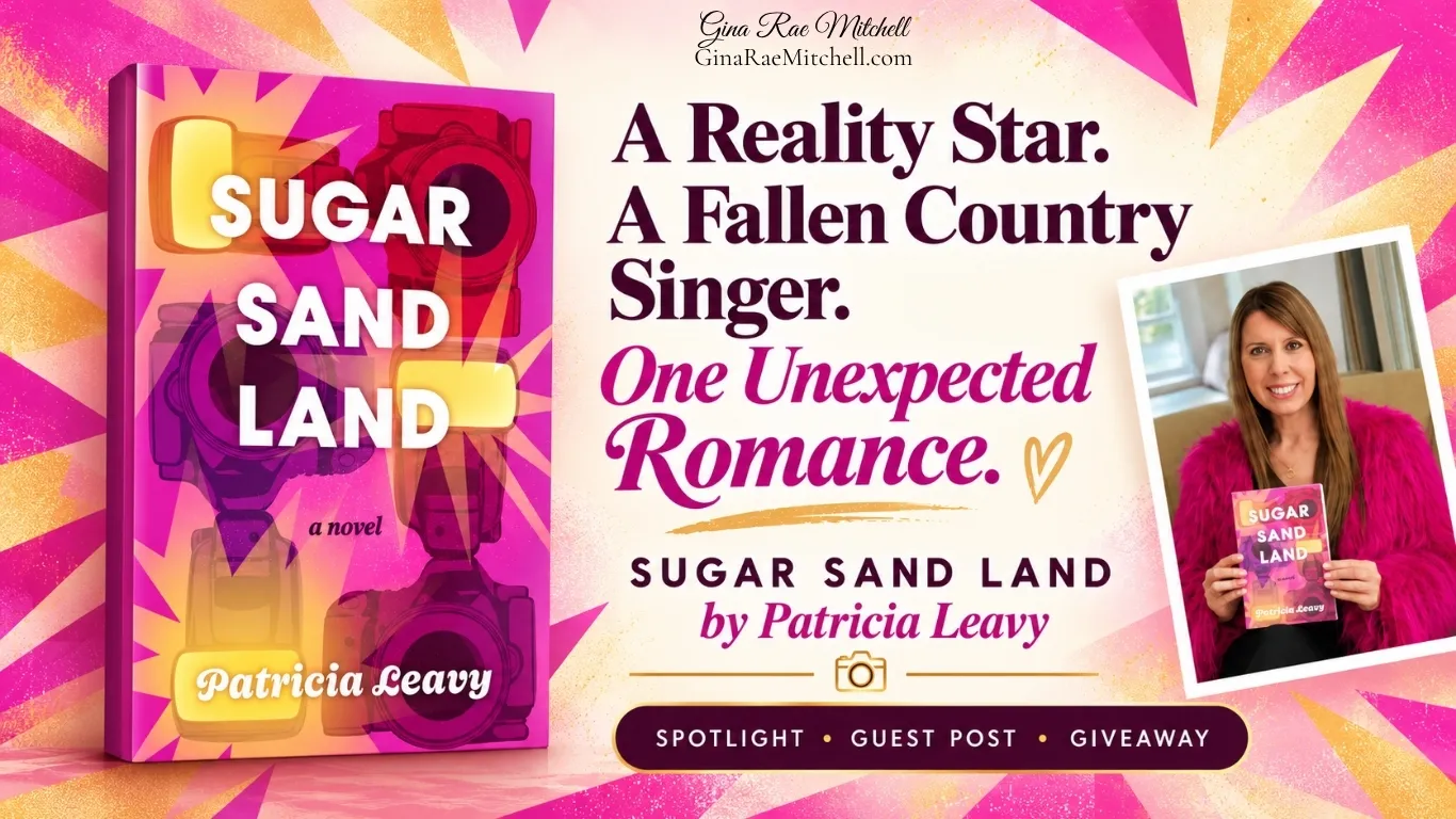 Sugar Sand Land book cover and Patricia Leavy with the words A Reality Star, A Fallen Country Singer, One Unexpected Romance